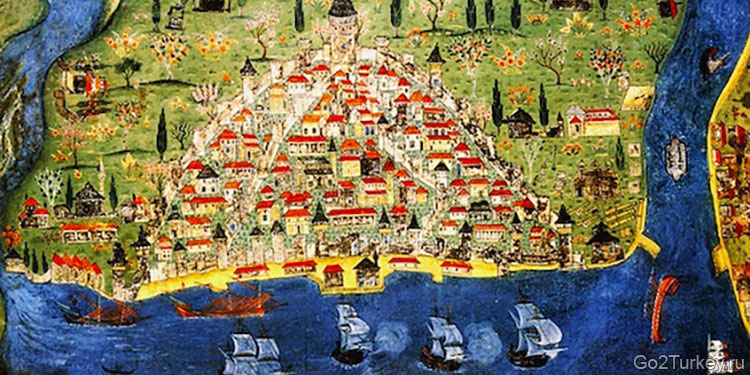 Галатская миниатюра Матракчи Насуха, историка, каллиграфа и живописца 16 века