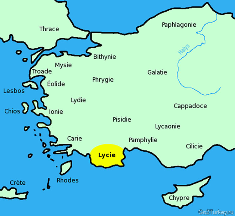 Ликия находилась на территории современных турецких провинций Анталья и Мугла