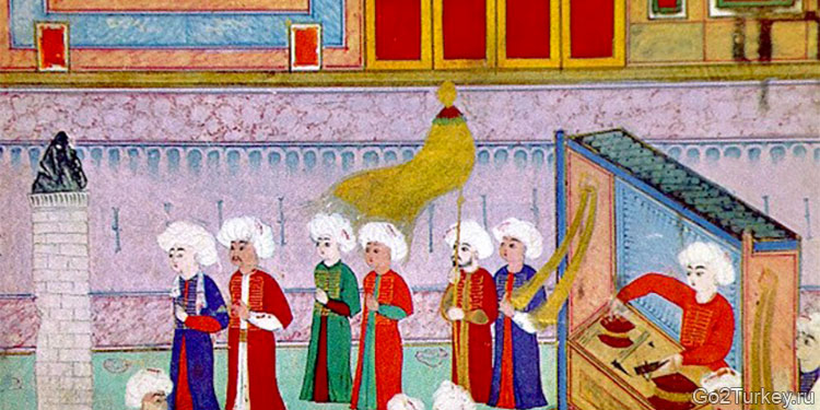 Повар на праздничном пиру. Миниатюра из «Сурнаме-и Хумаюн». 1582–1588 годы